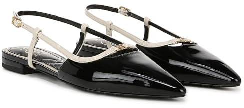Sam Edelman Women's Cohen Ballet Flat Black Patent/Alpine Ivory 8 Medium