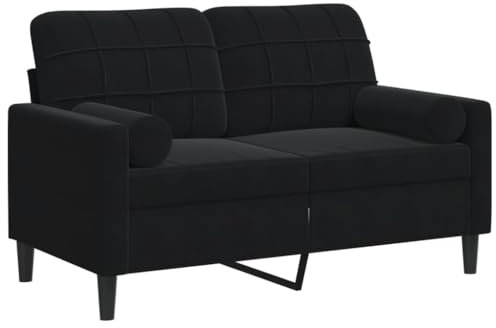 vidaXL Divano a 2 Posti con Cuscini Nero 120 cm in Velluto, Divano, sofà, Divano Imbottito, divanetto, Poltrona, Divano Lounge, Divano da Soggiorno