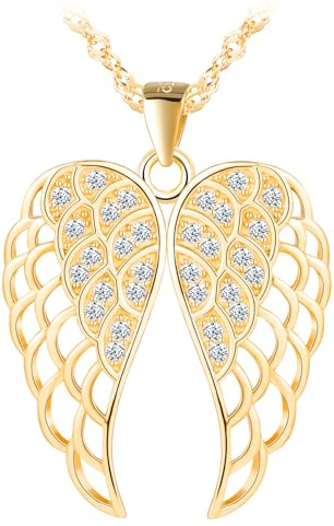 MOOFUN Collier avec pendentif ailes d'ange pour femme et fille avec zircon en argent 925 pour femme, maman, épouse, petite amie, ailes de squelette, bijou fantaisie pour anniversaire, Saint-Valentin