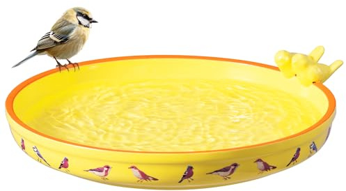 Navaris Abbeveratoio per Uccelli - Mangiatoia per Uccellini da Esterno - Mangiatoia Uccelli Selvatici per Balcone o Giardino - Ø 25 x 6 cm in Ceramica