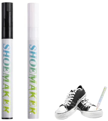 2 Pcs Shoe Repair Pen Set, Trainer Whitener For White Trainers Cleaner Pen Portable White Shoe Polish And Black Pens Instant Stain Remover Kit For Trainer Cleaner Shoes Repair Marker