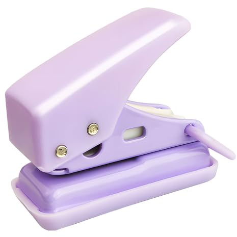 Hole Punch Mini Handheld Portable Puncher Single Hole Puncher Perforator 10 Sheets at One Time for Paper Card Tag Purple