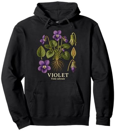 Violet Viola Odorata Purple Flower Botanical Plant Study Pullover Hoodie