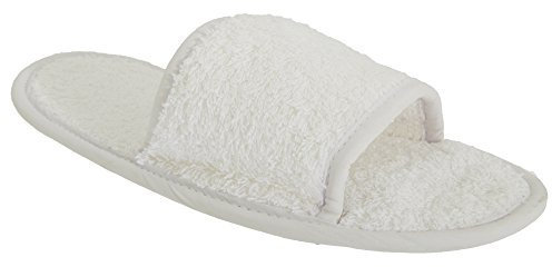 Towel City Klassische Unisex Frottee Hausschuhe (offener Zehenbereich) (41-44 EU) (Weiß)