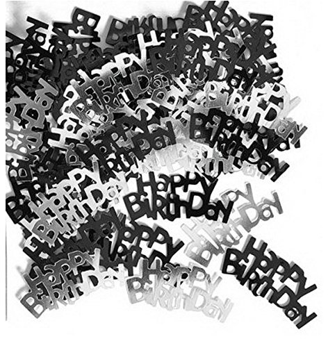 SHATCHI 14 Gram Black & Silver Happy Birthday Confetti Table Scatter Glitz Sprinkles Stardust Bday Party Decorations For Kids Adults, Black and Silver, SHATCHI - 176