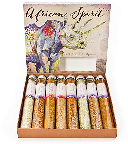 Eat.Art African Spirit - 8 Unique Traditional African Spice Set - Unusual Food Cooking Gifts - An Authentic Gourmet Selection Box - Fine Food BBQ And Vegetable Seasoning