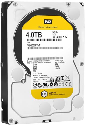 Western Digital Disco duro interno de 8,9 cm (3,5 pulgadas) 4 TB Re Bulk WD4000FYYZ SATA III (Reacondicionado)