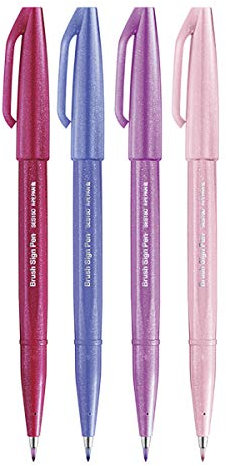 Pentel SES15C Brush Sign Pen set 4 pz assortimento primavera