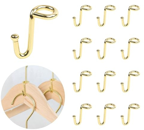 Koobay Clothes Hanger Connector Hooks, 36 Pack Gold Metal Cascading Extender Clips, Sturdy Mini Hanger Hooks for Velvet Hangers, Closet Space Saving Organizer