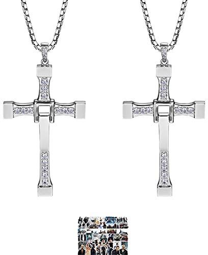 YouU F & Furious - Set di 22 collane con ciondolo a forma di croce in argento con cristalli e diamanti, Zinco, Diamante
