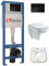 WC-Set Vorwandelement inkl. Drückerplatte + Wand WC Capri Slim ohne Spülrand + WC-Sitz mit Soft-Close-Absenkautomatik (OB) Toilette Komplett Sett WC