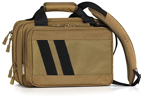 Savior Equipment Specialist Series Mini Range Bag Tactical Dual Pistol Handgun Revolver Bag Gun Carrying Case, X-Large Compartments w/Lockable Zippers, Deluxe Padded Shoulder Strap Included