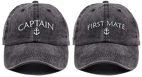 Bestickte Bootskapitänner-Hut und First Mate Hut für Männer und Frauen, Bootfahren, Marine, Seemann, Trucker, Baseballkappe, nautisches Geschenk, Captain First Mate, 2 Stück, Einheitsgröße