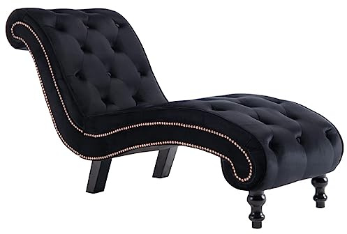 vidaXL Chaise Lounge Indoor Soggiorno Camera da letto Moderna Sedia Club Recliner Sleeper Divano Letto Posti a sedere Mobili per la Casa Nero Velluto