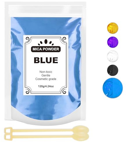Epoxidharz Farbe 120g, Mica Pulver Natur Metallic Epoxidharz Pigment für für Seifenfarbe, Lipgloss, Nagellack, Make-up, Epoxidharz, Kerzenherstellung, Badebombe, Schleim (blau)
