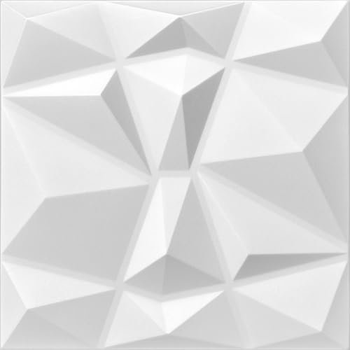 Deccart - 3D Wandpaneele 50x50 cm - Paneele Wand Wall Panels Deko Wandverkleidung Innen Panel Deckenverkleidung Decke Deckenpaneele Platten Styropor EPS-Polystyrol Diamant 5 m², 20 Stück,Weiß