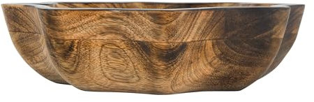 Divit Shilp Natural Wooden Tray, Serving Bowl for Salad, Veggies and Fruits, Large Deep Tray for Family, Party. (Octagonal Bowl)