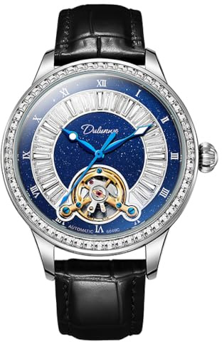 DAXIAOYU Män Tourbillon klockor strass urtavla lysande vattentät automatisk mekanisk klocka rostfritt stål hög atmosfärisk trend armbandsur