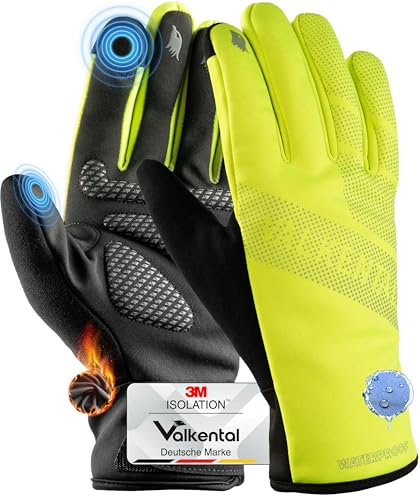 Valkental® wasserdichte Fahrradhandschuhe mit 3M Isolation | Gepolstert & Griffig | Winterhandschuhe & Übergangshandschuhe [Herren & Damen] mit Touchscreen Funktion - GloRider