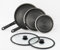 ROYDX Non Stick Frying Pan Set, 18/10 Stainless Steel Frying Pan Sets 20/25/30 cm, Two Lids and Removable Handles, Stackable, Easy Cleaning, All hobs Compatible Including Induction