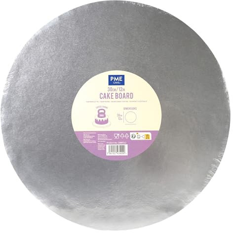 PME Plateaux à gâteau Ronds avec Bordure Lisse, Argentée (12 / 30cm)