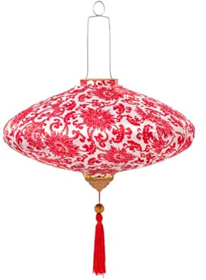 UPJAKS Farolillos Linterna de Seda Tradicional China para Exteriores, Farol Colgante Oriental, Farol Decorativo japonés vietnamita de Tela para jardín, Patio Interior Navideñas