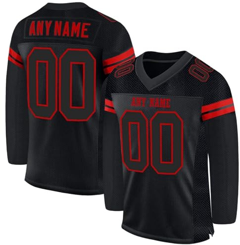 Customized American Football Jerseys, Personalized Printed Ice Hockey Shirts Rugby Uniforms Goalie Training Uniform with Team Name Number for Men Women Boys Girls