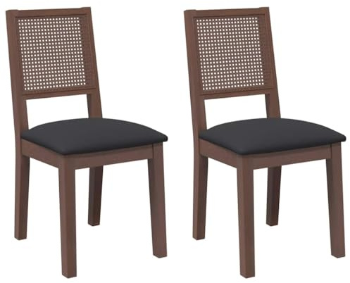 vidaXL Chaises à Manger Coussins 2 pcs Marron Bois Massif Caoutchouc, Chaise à dîner, Chaise, Chaise de Salon, chaises à dîner, Chaise de Cuisine
