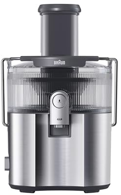Braun MultiJuice 7 SJ7000, Centrifugeuse Technologie ColdXtract, Ouverture Remplissage 75mm, Récipient Jus 2L, Système Anti-Goutte, Système Sécurité Quadruple, Filtre Acier Inoxydable, 1000W, Gris