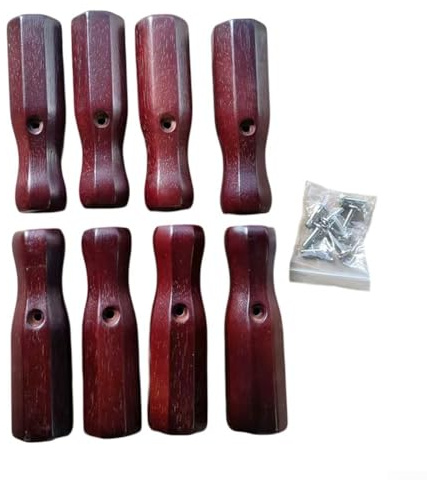 Confezione da 8 maniglie per biliardino, in legno massiccio con design antiscivolo per una maggiore stabilità (rosso)