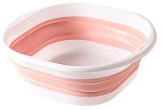 Foot Soaking Tub, Collapsible Foot Bath Soak Tub for Soaking Feet, Pedicure Bowl, Foldable Laundry Basket (Pink)