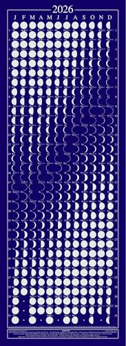 Equinox Calendario 2026 con fasi lunari, splendidamente serigrafato, ricco di dati lunari e solari e retrogradi di mercurio