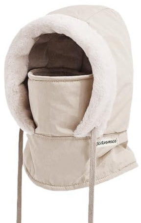 Vossmi Cagoules Femmes d'hiver Peluche Chaud Echarpe Capuche Femme Réglable Chapeaux Bonnet Echarpe 2 en 1 Cagoule Ski Homme Polaire