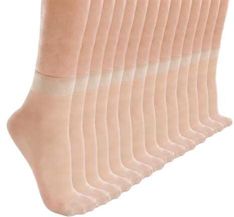 KEYRI 14 Pairs Women's Pop Socks, Ankle Sheer Socks Nylon Breathable Hosier Transparent Thin Sock Ankle Sock for Women and Girls (UK, Alpha, One Size, Regular, Regular, Nude)