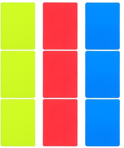 ERINGOGO 9 Pièces Set de Cartons Arbitre PVC Épaissis Rouge Jaune Bleu Cartes Signalisation pour Football et Sports Résistantes et Confortables pour Compétitions et Entraînements