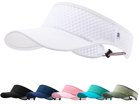 AUSFLUG Sun Visor Hat Men Women - Wide Brim Quick Dry Adjustable Cap, Lightweight for Golf Tennis Pickleball Beach White