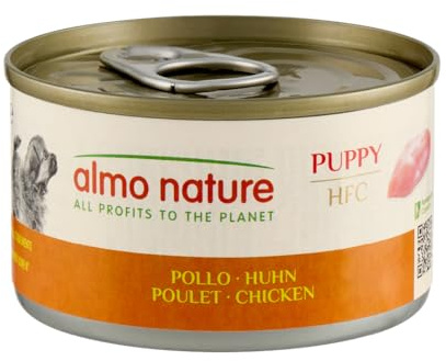Almo Nature HFC Natural Puppy - Nassnahrung für Welpen mit Huhn ursprünglich Lebensmittelqualität und Werden jetzt für Hundenahrung erwendet.