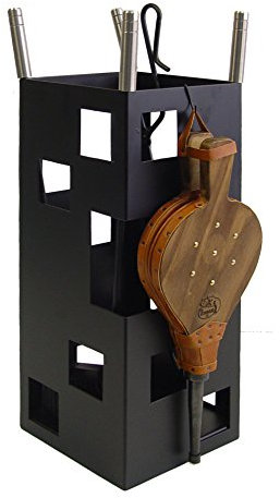 IMEX EL ZORRO 10045 - Juego para chimenea, cuadrado (inox y fuelle, 50 x 20 x 20 cm) color negro