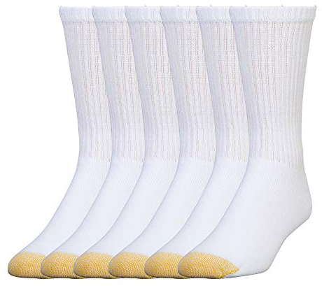 GOLDTOE Men's 656S Cotton Crew Athletic Socks, Multipairs, White (6-Pairs), X-Large