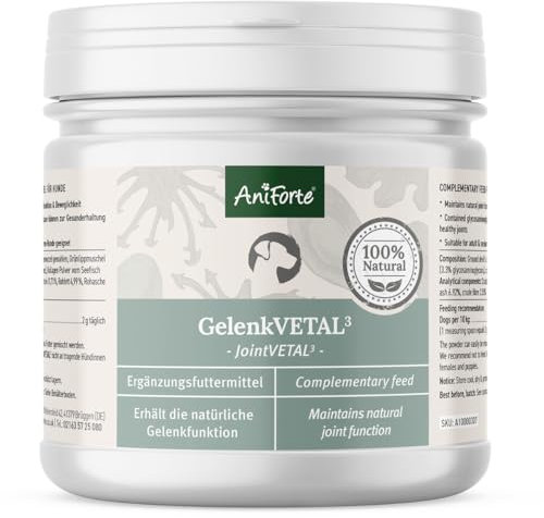 AniForte Gelenk-VETAL 3 Gelenkpulver für Hunde 250g - Naturprodukt mit Grünlippmuschel-Pulver, Fisch Kollagen & Teufelskralle, Für Gelenke & Bewegung