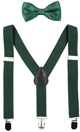 HANERDUN Tirantes Unisex con Pajarita para Niños y Niñas Fijación con Tres Clips en la Cintura del Pantalón para Niños de 1-10 Años