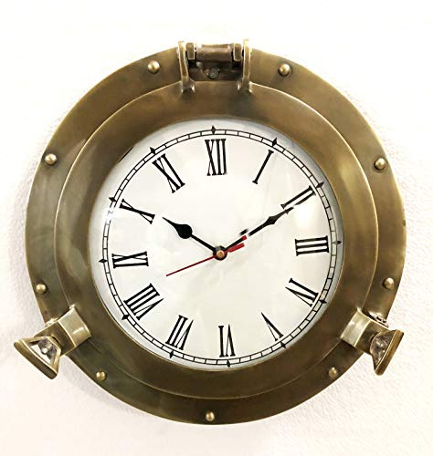 Antique Marine Vintage Brass Ship Porthole Clock Nautical Wall Clock Home Decor