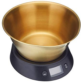 MasterClass Digitale Küchenwaage mit Schüssel in Geschenkbox, Messing / Schwarz, 5 kg