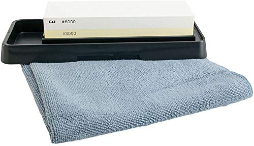 Palatina Verkstad Kai AP-0316 Knivslipare Professionell, Slipsten Knivslip | Slipsten för perfekt skötsel av din Shun damaskkniv | 3000/6000 korn | + högkvalitativ polerduk, 40 x 40 cm