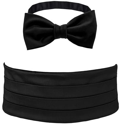 Remo Sartori – Set Kummerbund und Geknotete Fliege aus Samt, Einfarbig, Verstellbar, Made in Italy, Herren (Schwarz, von 76cm bis 90cm)