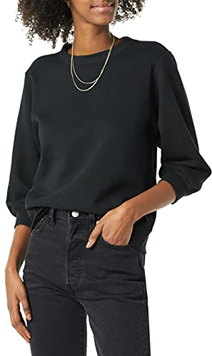 Amazon Essentials Mujer Sudadera de Felpa Francesa con Cuello Redondo y Manga 3/4