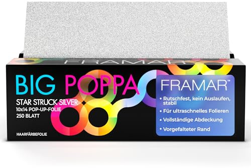 FRAMAR Lamina Per Capelli Pop Up Goffrata Argento, Lamina Per Meches, Lamina Per Meches, Lamina Per Parrucchieri Per Meches, Lamina Per Meches, Fogli Di Lamina - 250 Fogli