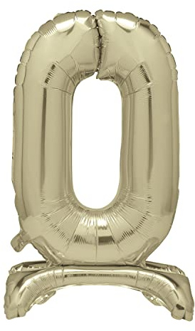 Unique Gold Standing Number 0 Foil Balloon 30, Packaged