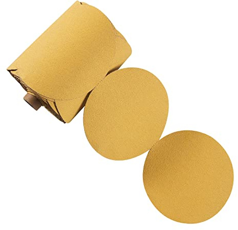 Shawya 100 PCS 6 Inch Gold PSA Sanding Discs 80 Grit Self Adhesive Sticky-Back Sandpaper for DA Sander Automotive Car Paint Woodworking Wood Metal Finishing