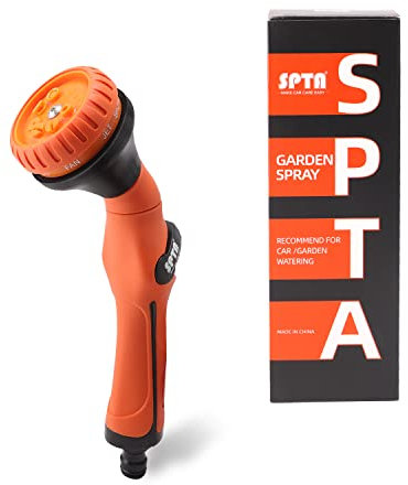 Gartenbrause, SPTA Handbrause Garten-Spritzpistolen, 8 Bewässerungsmuster mit Daumensteuerung, Einstellbarer Wasserdurchfluss für Gartenbewässerung, Autowäsche, Haustierdusche -SGFCCM1